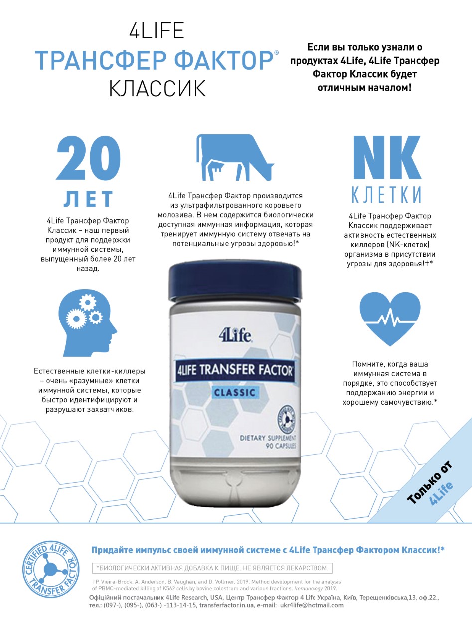 Зображення Трансфер Фактор Класичний Центр Трансфер Фактор 4Life Україна.